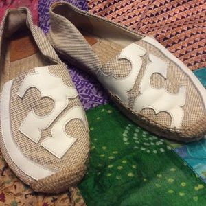 Tory Burch size 7 linen and leather espadrilles